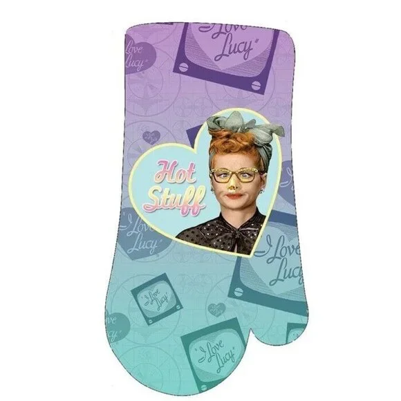I Love Lucy Hot Stuff New Oven Mitt & Potholder Set Gift Kitchen Lucille Ball TV - Picture 2 of 4